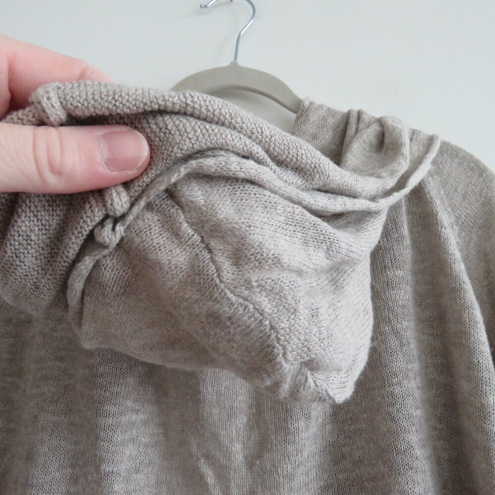 WHITE + WARREN Linen Knit Open Front Hooded Cardigan in Oatmeal Beachy Coastal - Picture 8 of 12
